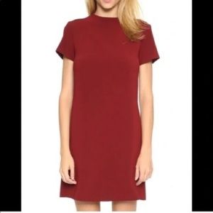 Theory Jasneah Short-Sleeve Crepe Dress in Cherrywood. Size 10 NWT!
